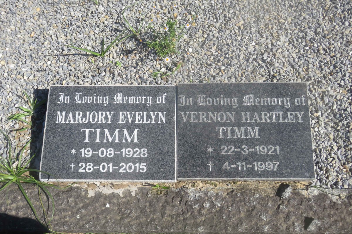 TIMM Vernon Hartley 1921-1997 &amp; Marjory Evelyn 1928-2015