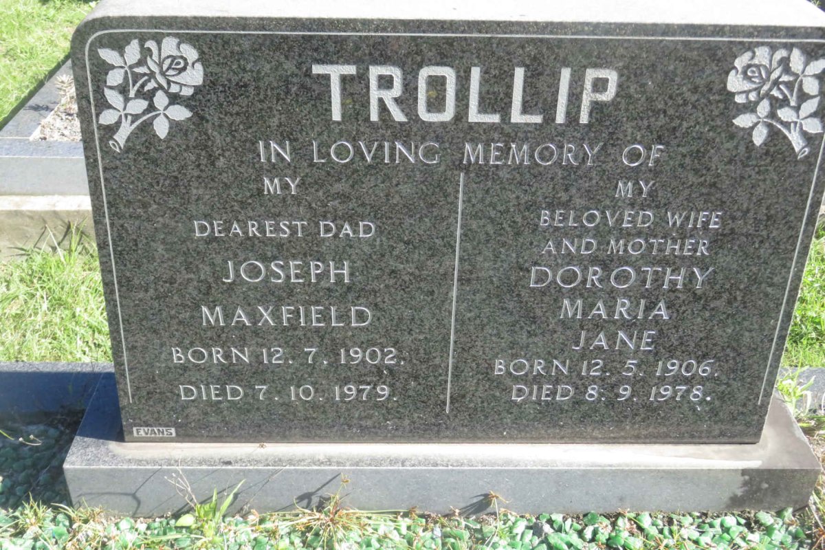 TROLLIP Joseph Maxfield 1902-1979 &amp; Dorothy Maria Jane 1906-1978