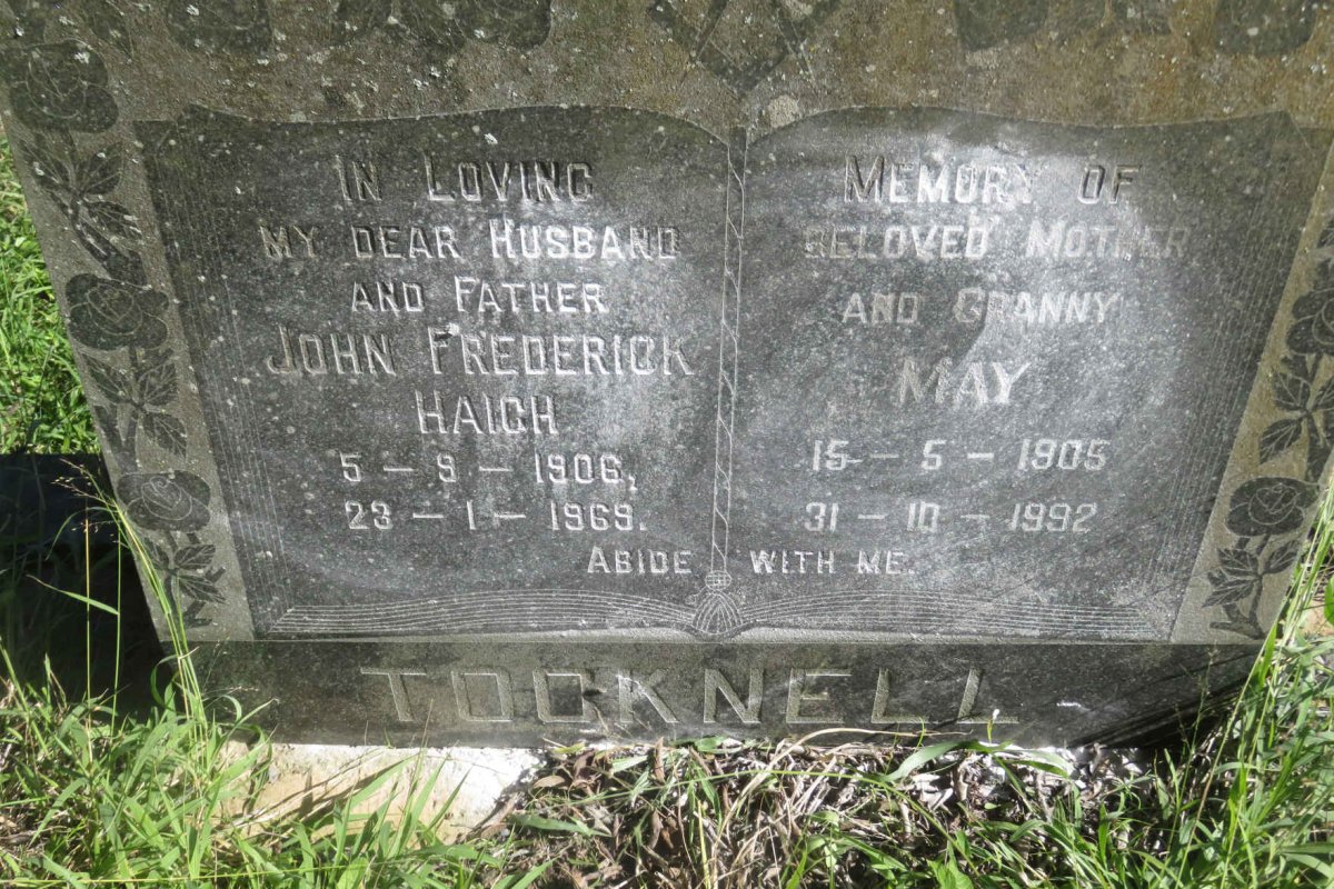 TOCKNELL John Frederick Haigh 1906-1969 &amp; May 1905-1992