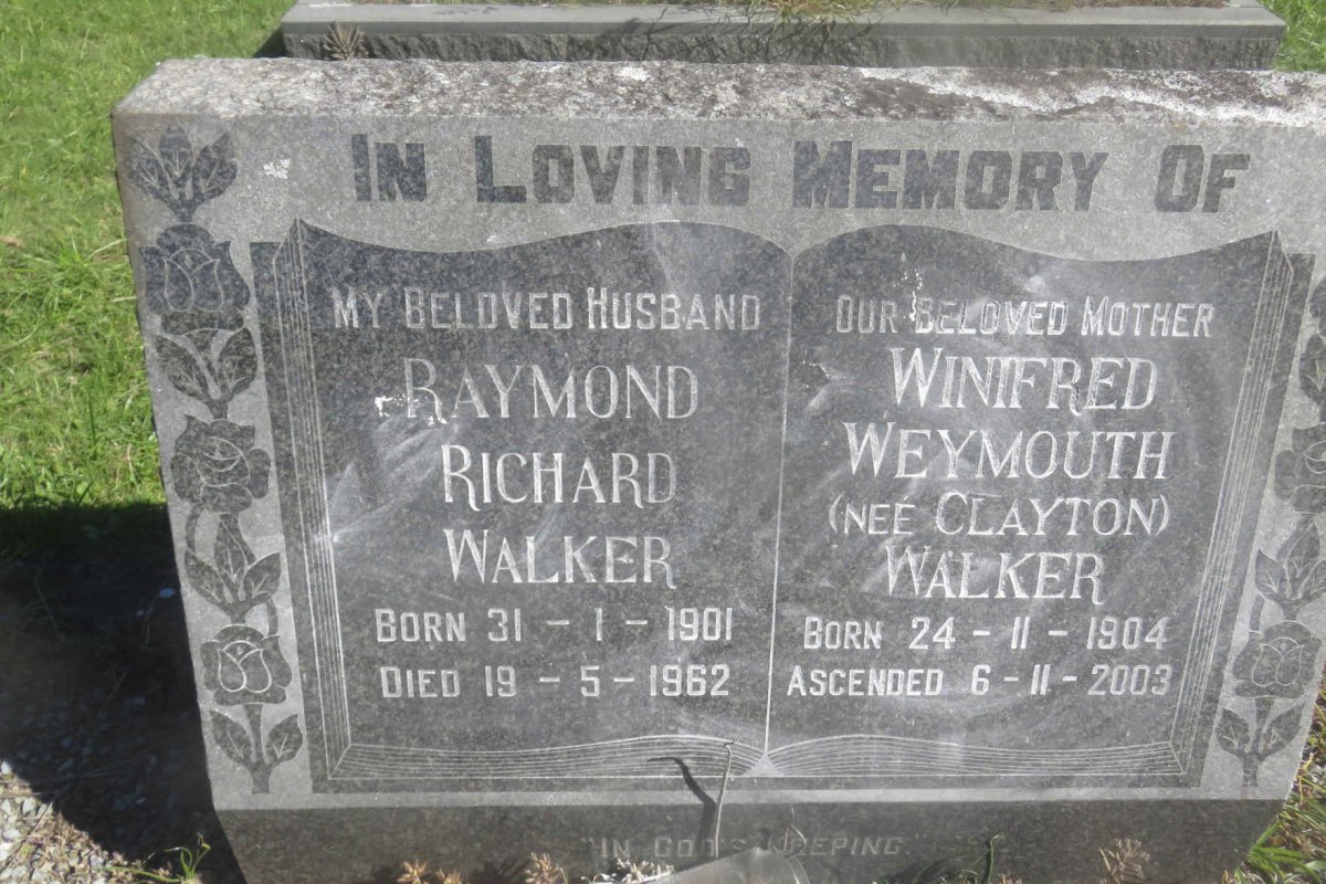 WALKER Raymond Richard 1901-1962 &amp; Winifred Weymouth CLAYTON 1904-2003