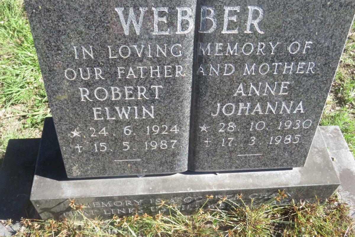 WEBBER Robert Elwin 1924-1987 &amp; Anne Johanna 1930-1985