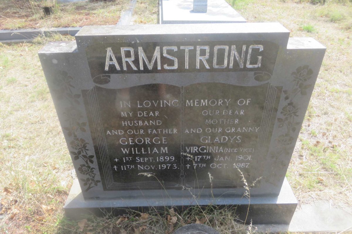 ARMSTRONG George William 1899-1973 &amp; Gladys Virginia VICE 1901-1987