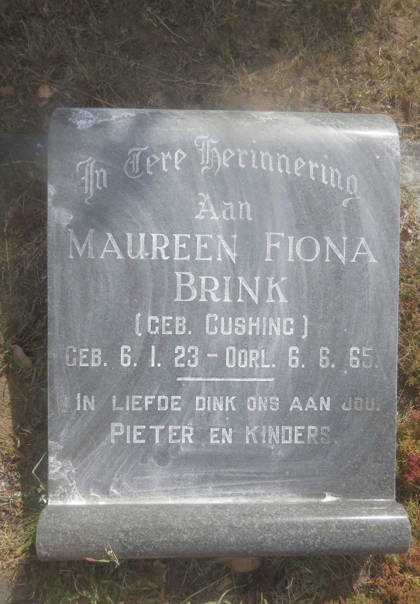 BRINK Maureen Fiona nee CUSHING 1923-1965