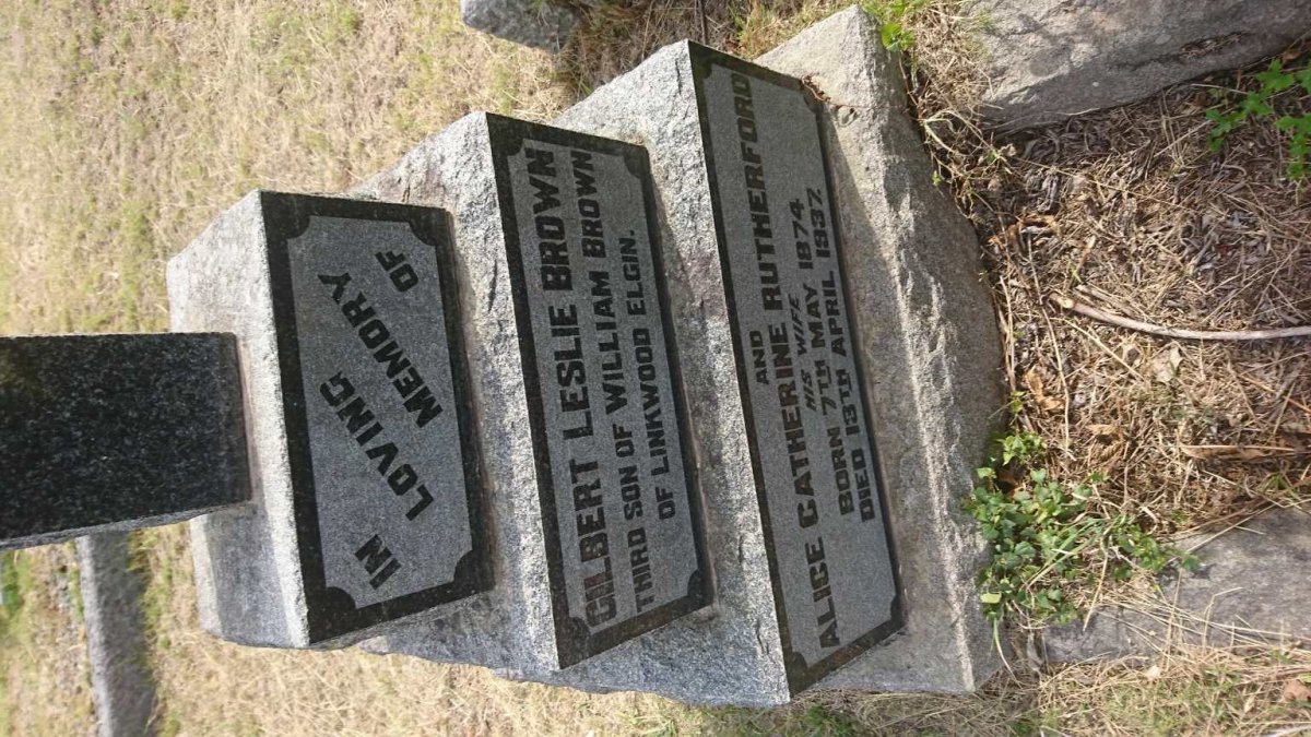 BROWN Gilbert Leslie &amp; Alice Catherine RUTHERFORD 1874-1937