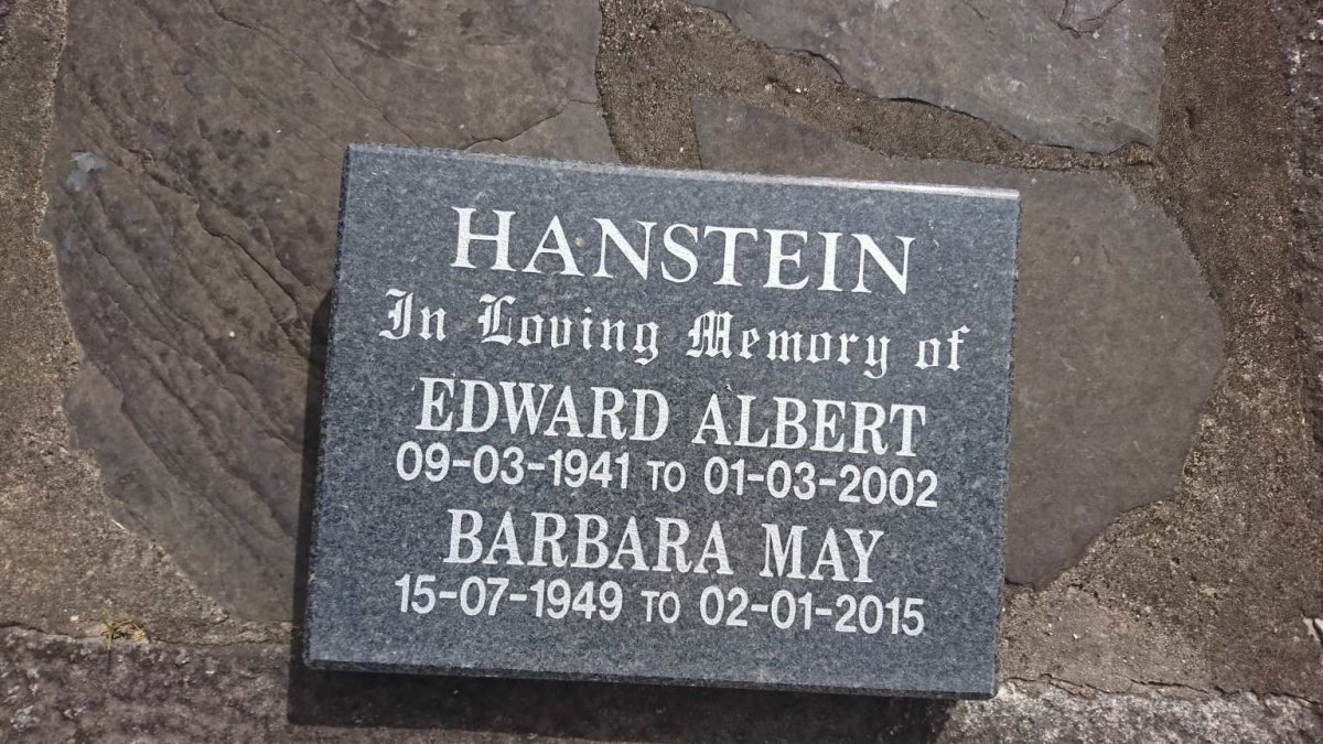 HANSTEIN Edward Albert 1941-2002 &amp; Barbara May 1949-2015