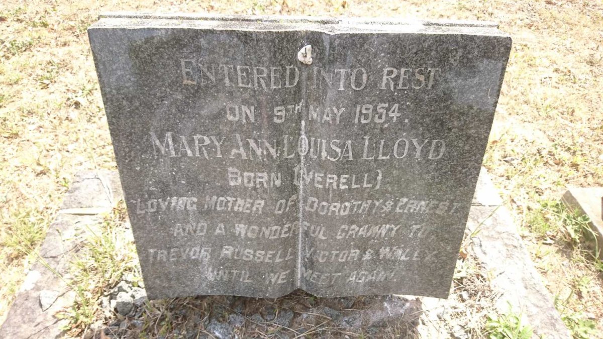 LLOYD Mary Ann Louisa nee VERELL -1954