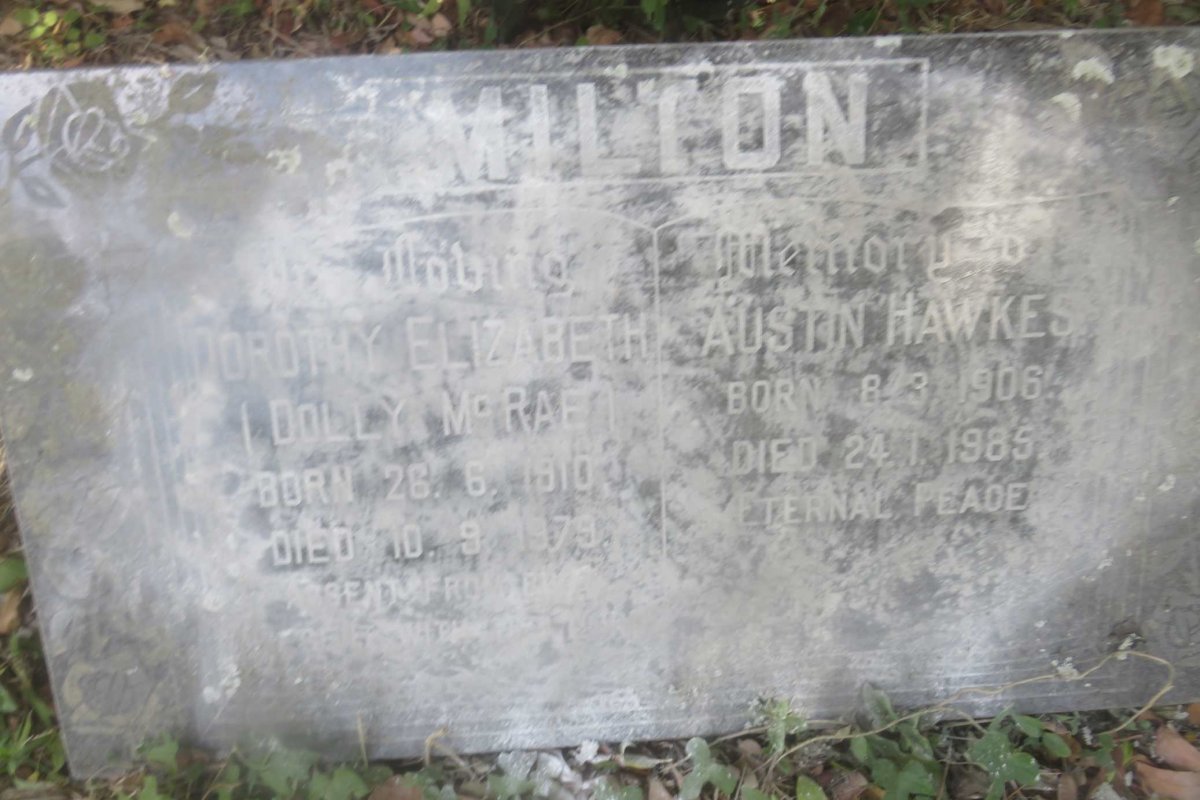MILTON Austin Hawkes 1906-1985 &amp; Dorothy Elizabeth McRAE 1910-1979