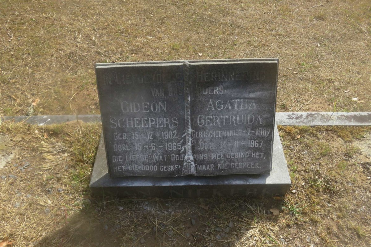 NIEKERK Gideon Scheepers, van 1902-1965 &amp; Agatha Gertruida SCHOEMAN 1907-1967