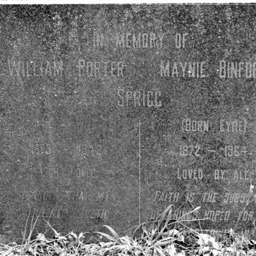 SPRIGG William Porter 1873-1942 :: SPRIGG Maynie Binford born EYRE 1872-1964