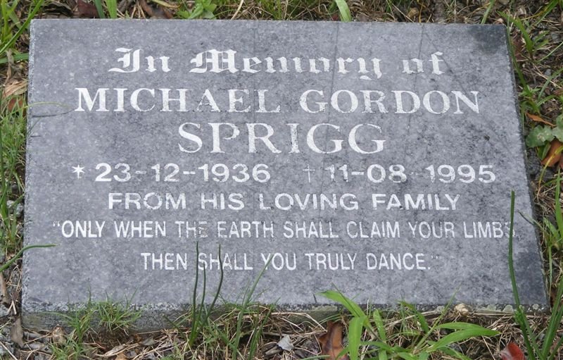 SPRIGG Michael Gordon 1936-1995