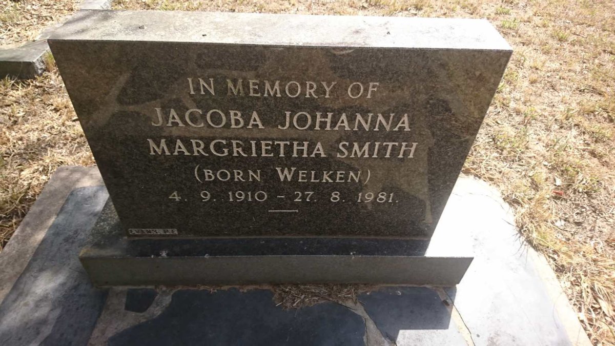 SMITH Jacoba Johanna Magrietha nee WELKEN 1910-1981