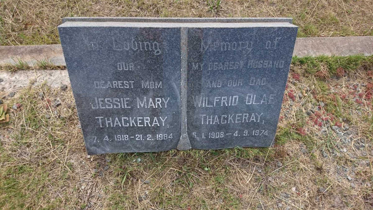 THACKERAY Wilfred Olaf 1908-1974 &amp; Jessie Mary 1918-1984