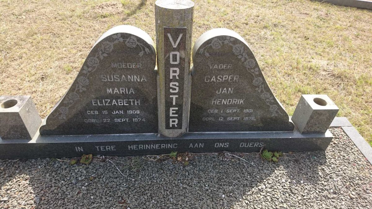 VORSTER Casper Jan Hendrik 1901-1975 &amp; Susanna Maria Elizabeth 1908-1974