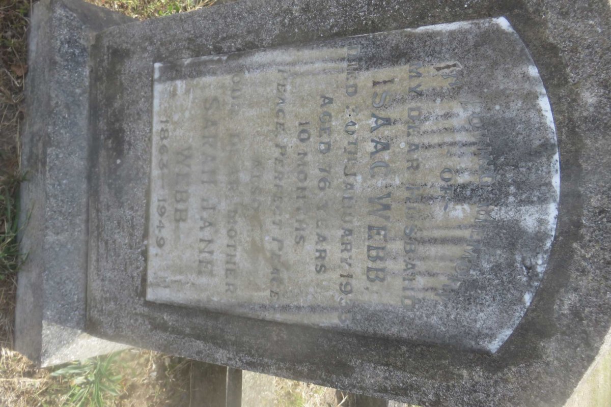 WEBB Isaac -1933 &amp; Sarah Jane 1863-1949