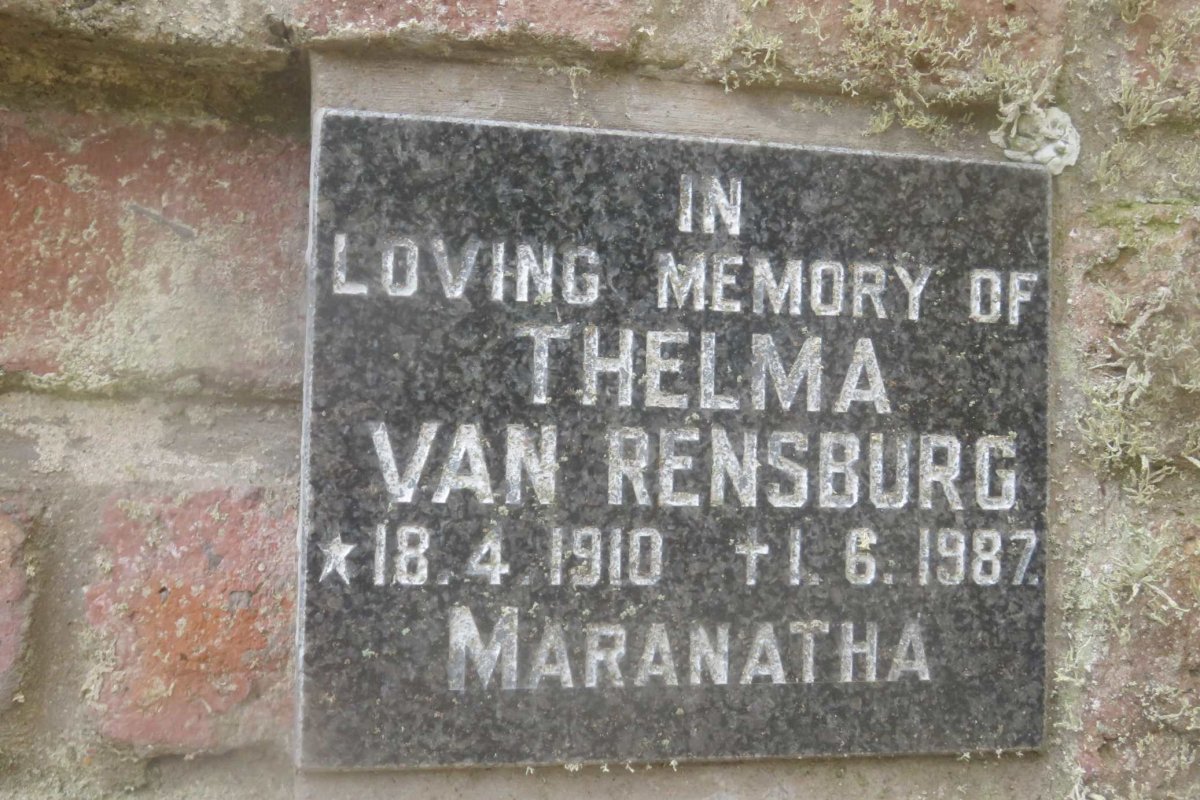 RENSBURG Thelma, van 1910-1987