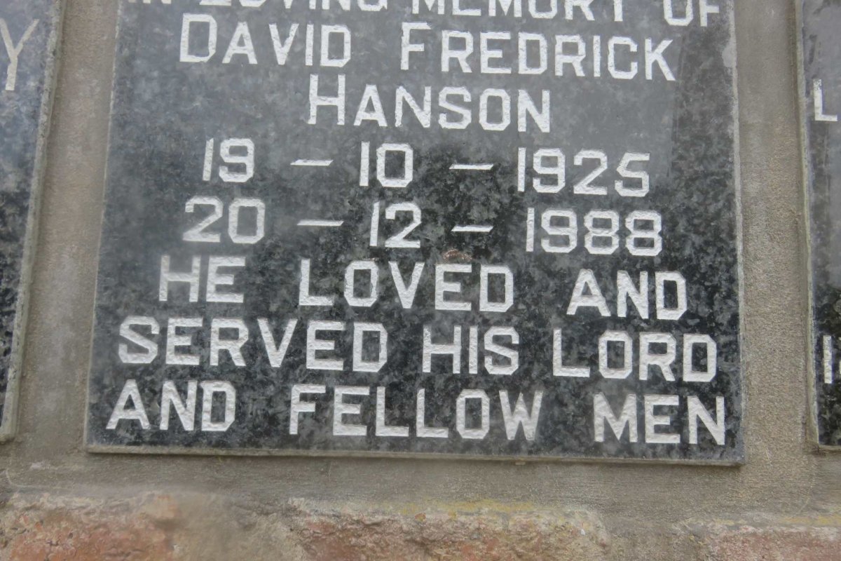 HANSON David Fredrick 1925-1988