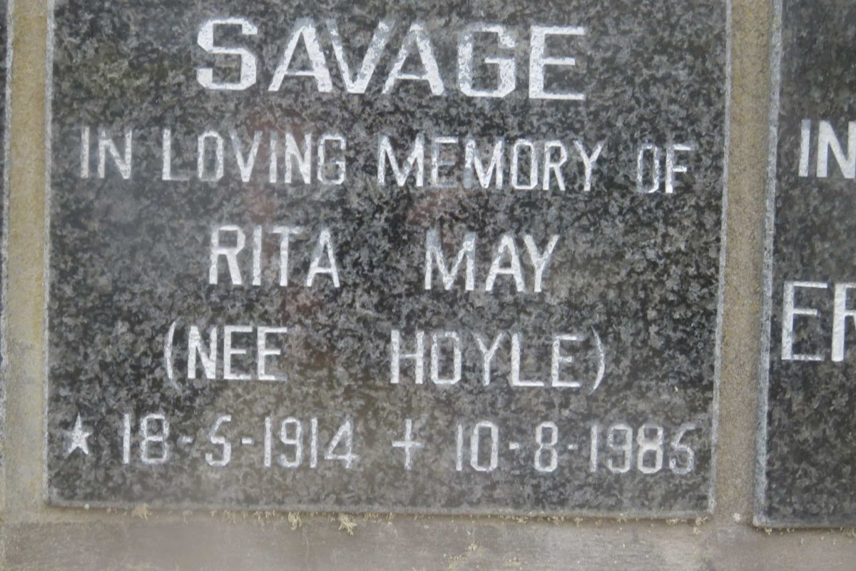SAVAGE Rita May nee HOYLE 1914-1985