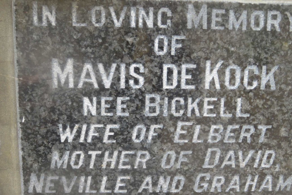 KOCK Mavis, de nee BICKELL