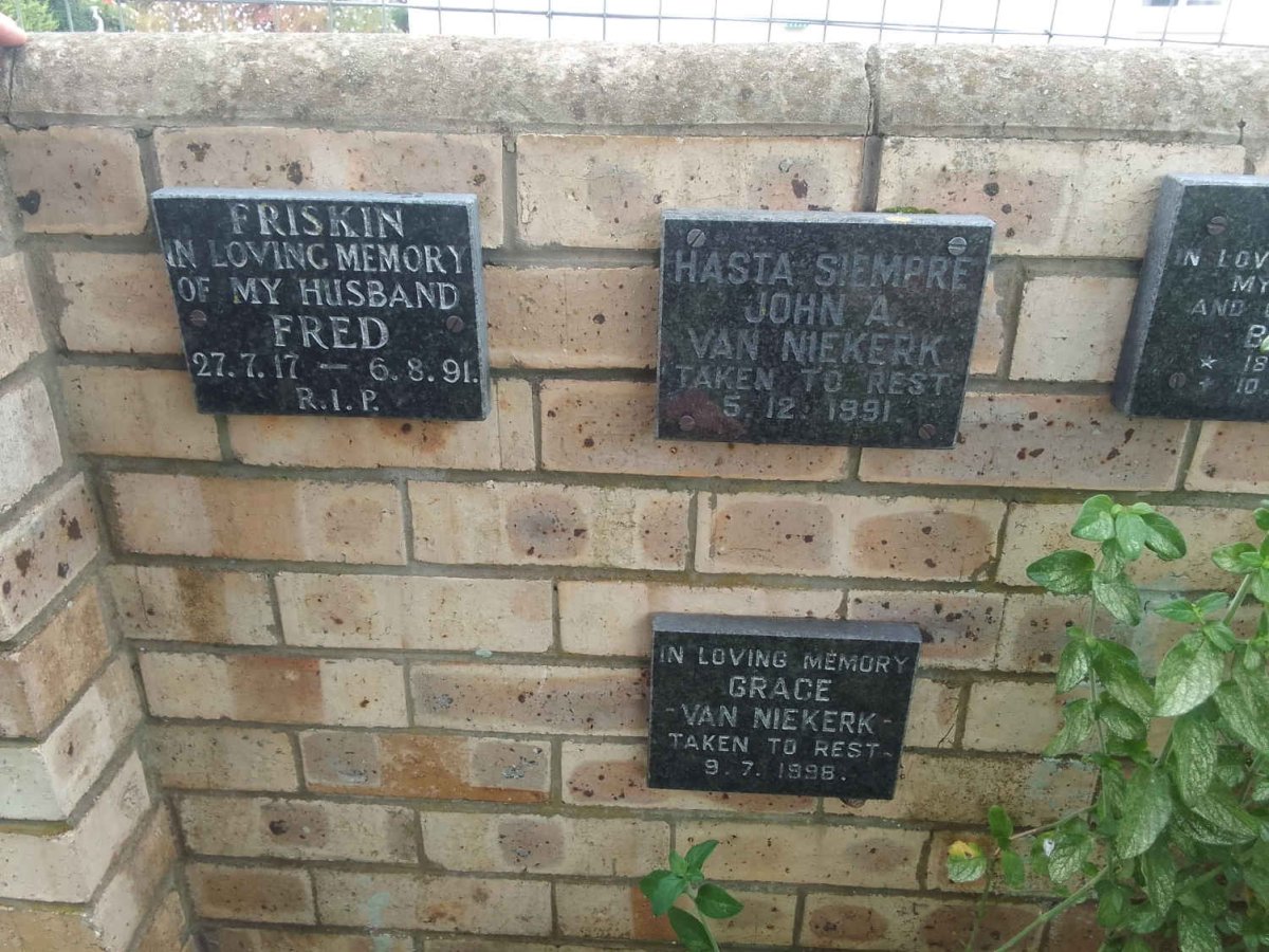 FRISKIN Fred 1917-1991 :: VAN NIEKERK John A. -1991 :: VAN NIEKERK Grace -1998