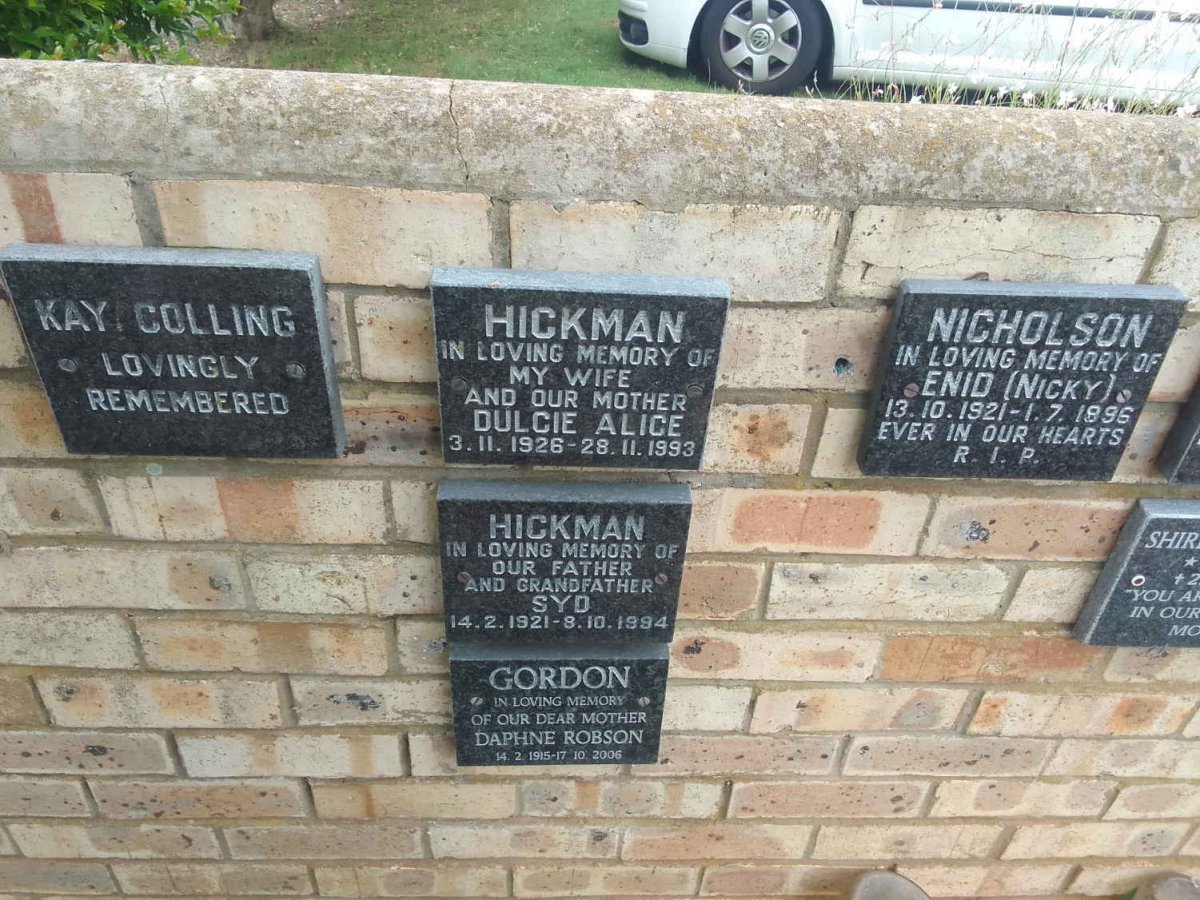 COLLING Kay :: HICKMAN Syd 1921-1994 :: HICKMAN Dulcie Alice 1926-1993