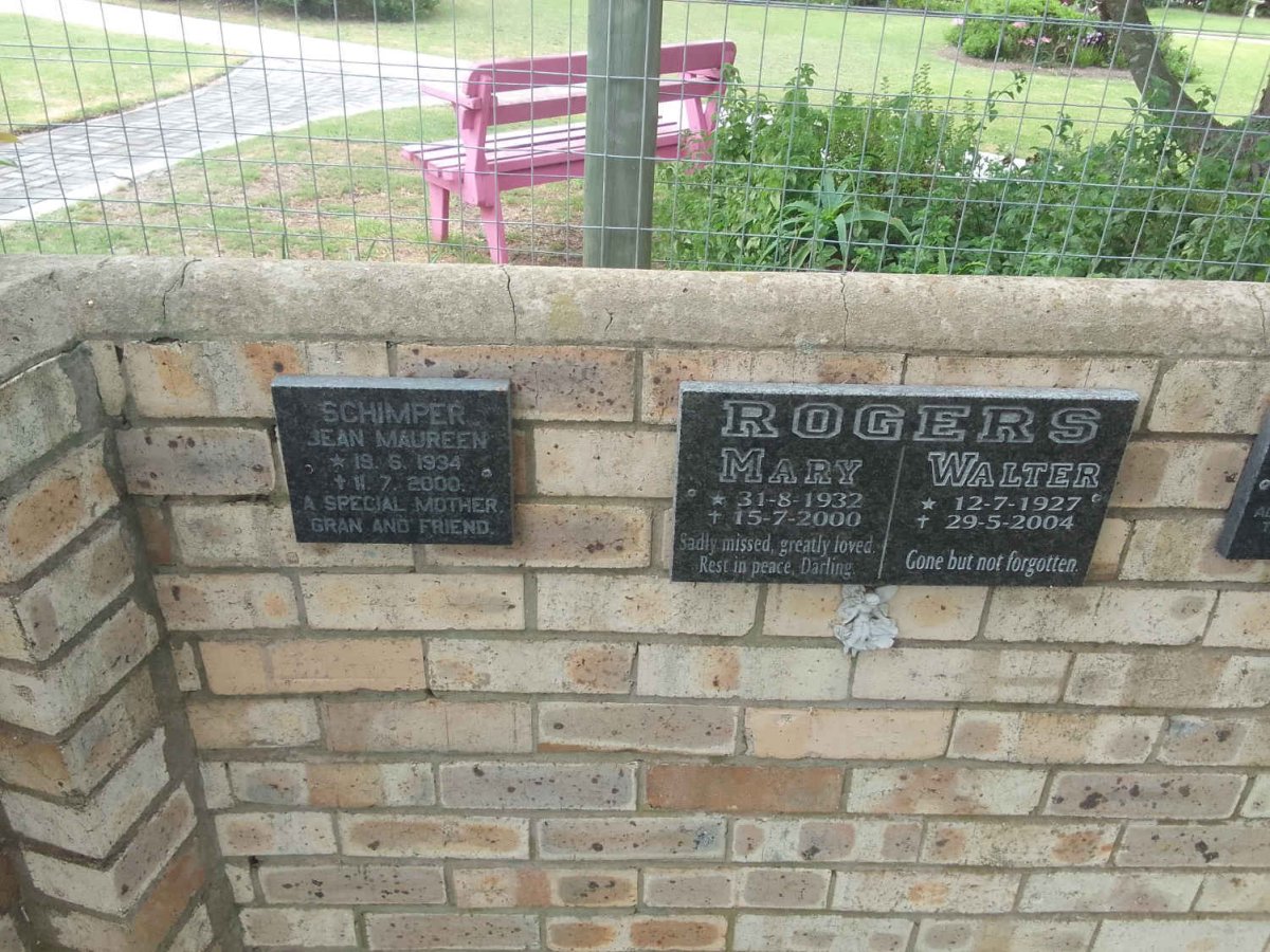 SCHIMPER Jean Maureen 1934-2000 :: ROGERS Walter 1927-2004 &amp; Mary 1932-2000