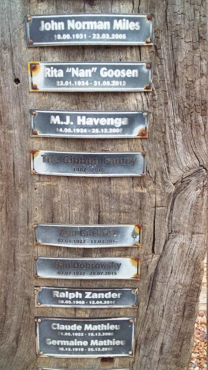 MILES John Norman 1931-2005 :: GOOSEN Rita 1934-2012 :: HAVENGA M.J. 1934-2007 :: The GIBBON Family 1902-2016