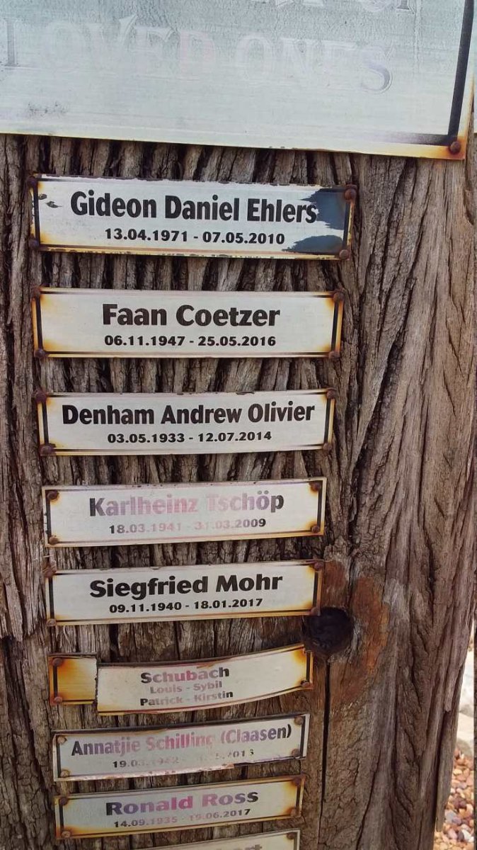EHLERS Gideon Daniel 1971-2010 :: COETZER Faan 1947-2016 :: OLIVIER Denham Andrew 1933-2014 :: TSCHÖP Karlheinz 1941-2009