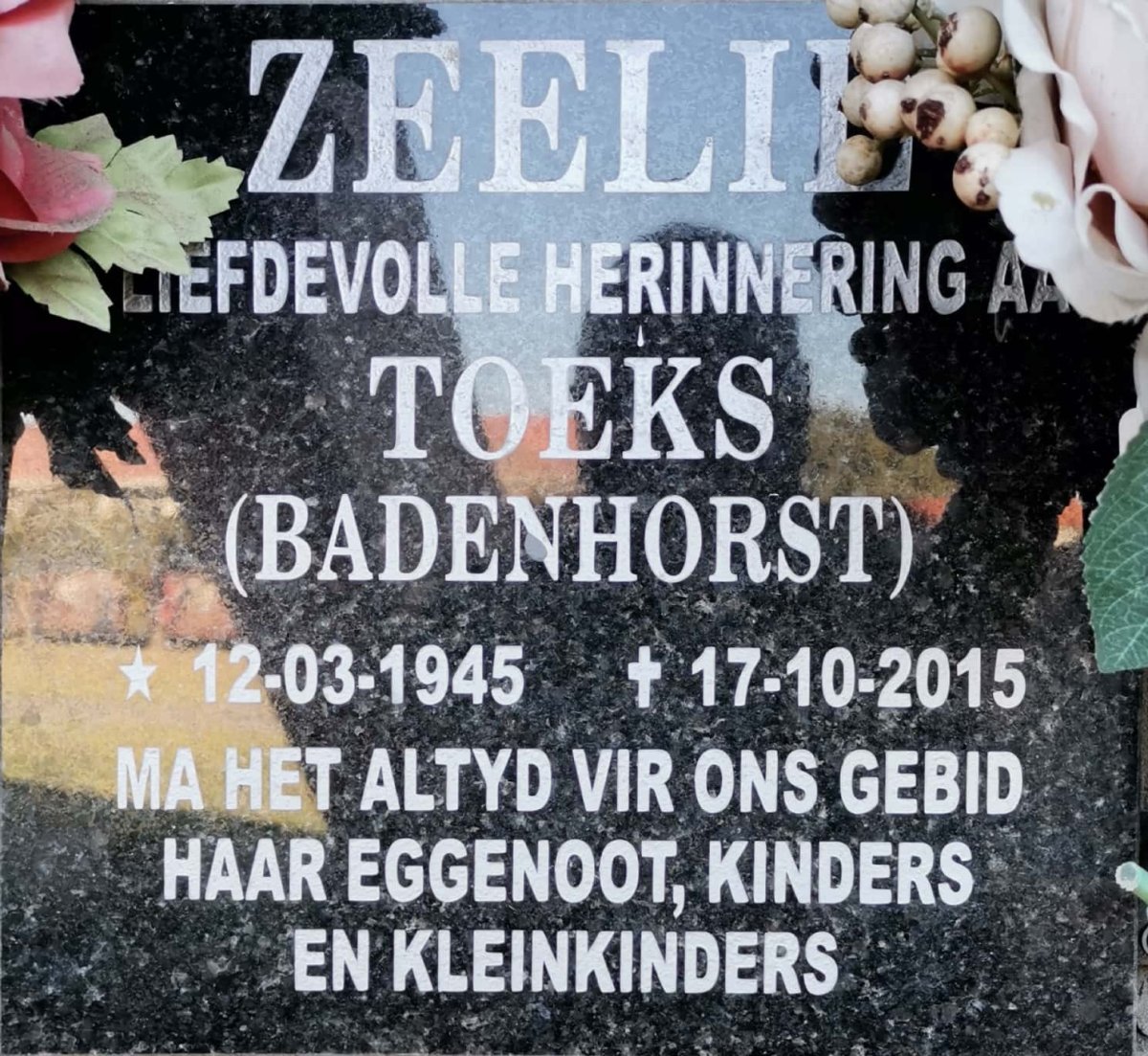 ZEELIE Toeks nee BADENHORST 1945-2015