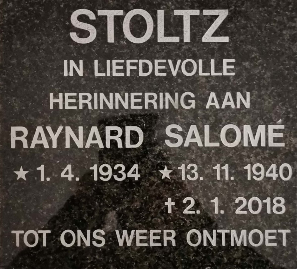 STOLTZ Raynard 1934- &amp; Salome 1940-2018