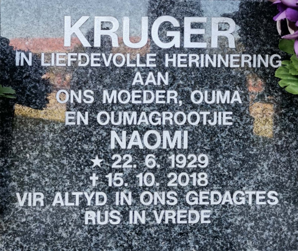 KRUGER Naomi 1929-2018