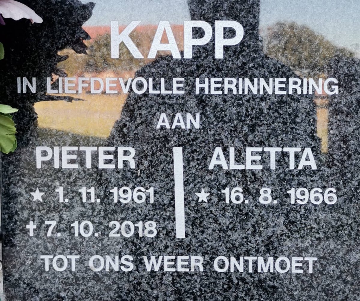 KAPP Pieter 1961-2018 &amp; Aletta 1966-