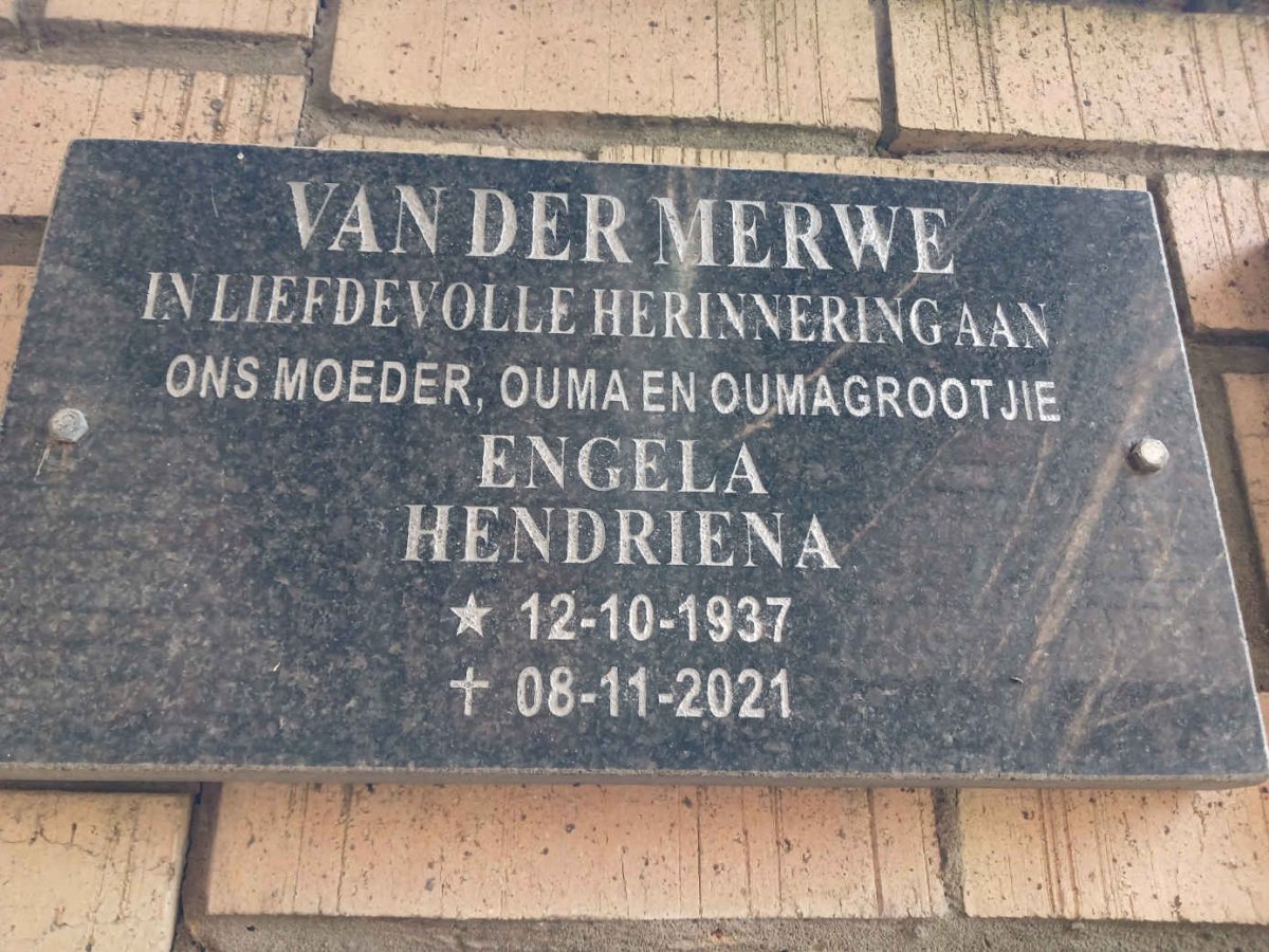 MERWE Engela Hendriena, van der 1937-2021