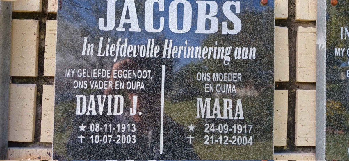 JACOBS David J. 1913-2003 &amp; Mara 1917-2004
