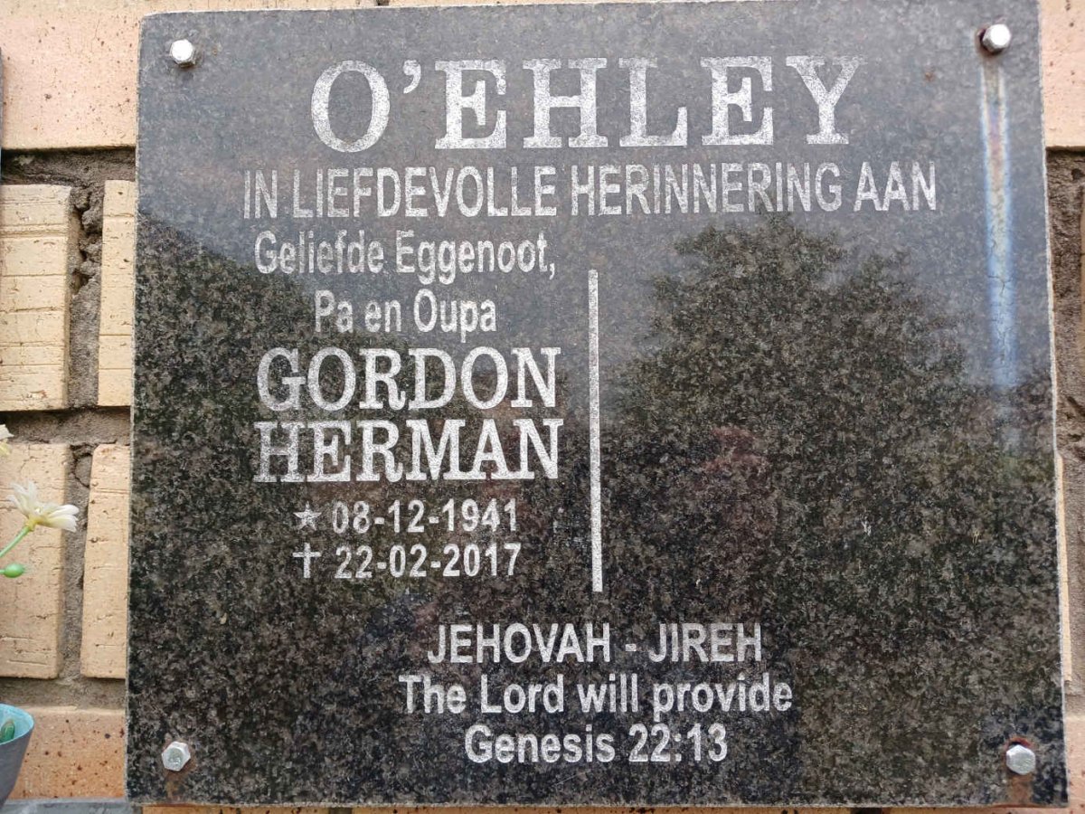 O'EHLEY Gordon Herman 1941-2017