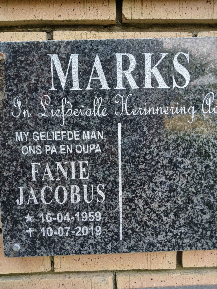 MARKS Fanie Jacobus 1959-2019