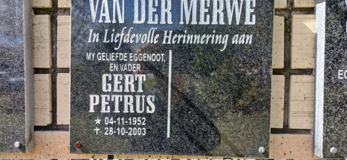 MERWE Gert Petrus, van der 1952-2003