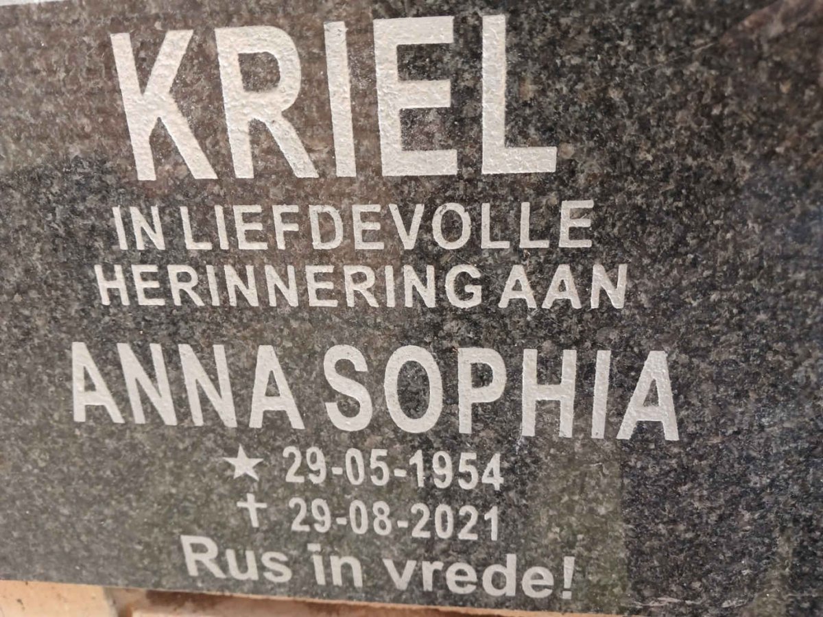 KRIEL Anna Sophia 1954-2021