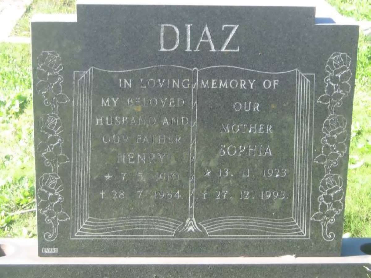 DIAZ Henry 1910-1984 &amp; Sophia 1923-1993