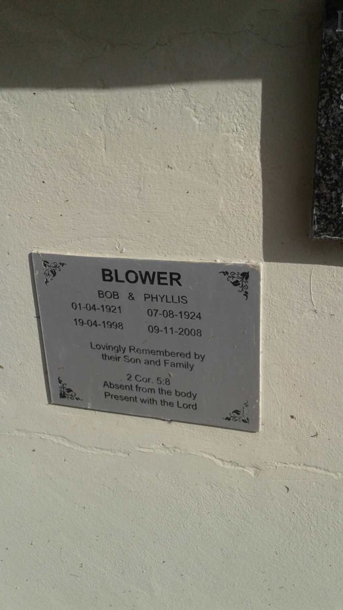 BLOWER Bob 1921-1998 &amp; Phyllis 1924-2008