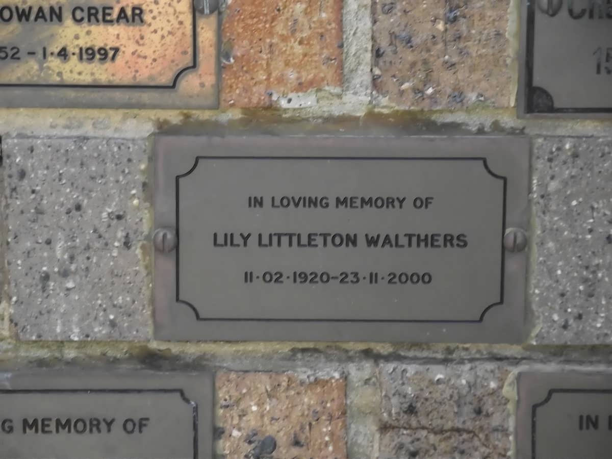 WALTHERS Lily Littleton 1920-2000