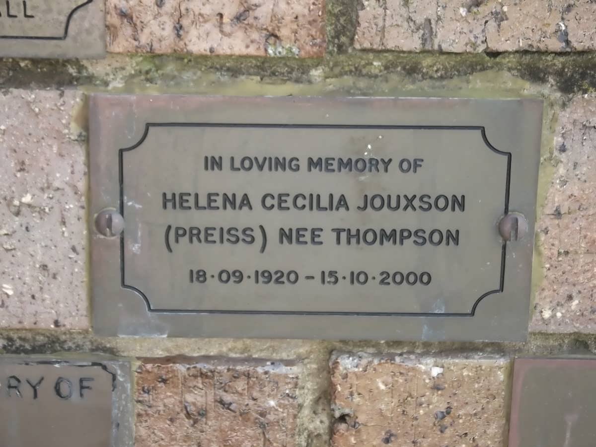 JOUXSON Helena Cecilia nee THOMPSON 1920-2000