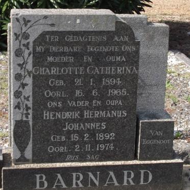 BARNARD Hendrik Hermanus Johannes 1892-1974 &amp; Charlotte Catherina 1894-1965