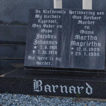 BARNARD Jacobus Johannes 1901-1976 &amp; Martha Magrietha 1909-1998