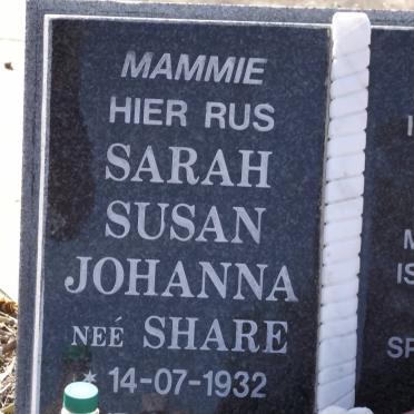 BARNARD Sarah Susan Johanna nee SHARE 1932-2004