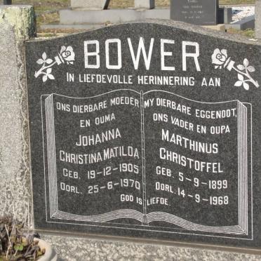 BOWER Marthinus Christoffel 1899-1968 &amp; Johanna Christina Matilda 1905-1970