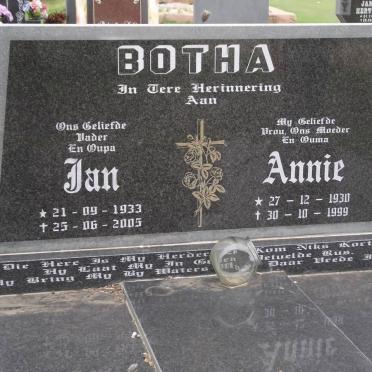 BOTHA Jan 1933-2005 &amp; Annie 1930-1999