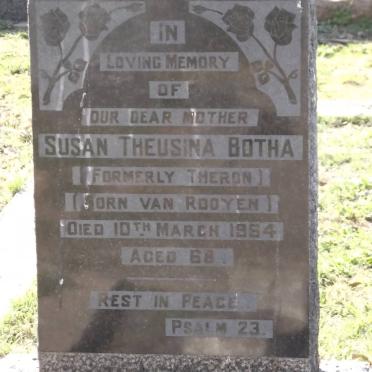 BOTHA Susan Theusina formerly THERON nee VAN ROOYEN -1954