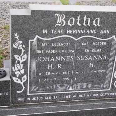 BOTHA Johannes H.R. 1916-1995 &amp; Susanna H. 1920-2008