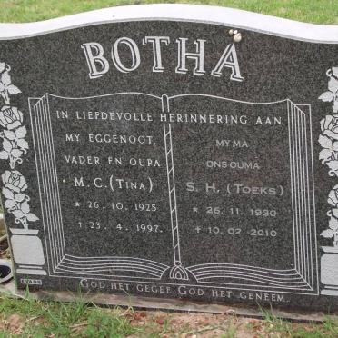 BOTHA M.C. 1925-1997 &amp; S.H. 1930-2010