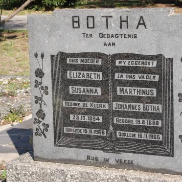 BOTHA Marthinus Johannes Botha 1888-1965 &amp; Elizabeth Susanna nee DE KLERK 1894-1966